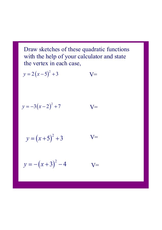 3 quadratic vertex form vertex form equation