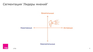 ©TNS
Сегментация ‘Лидеры мнений’
Невлиятельные
Неактивные
Влиятельные
Активные
8
 