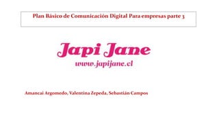 Amancai Argomedo, Valentina Zepeda, Sebastián Campos
Plan Básico de Comunicación Digital Para empresas parte 3
 