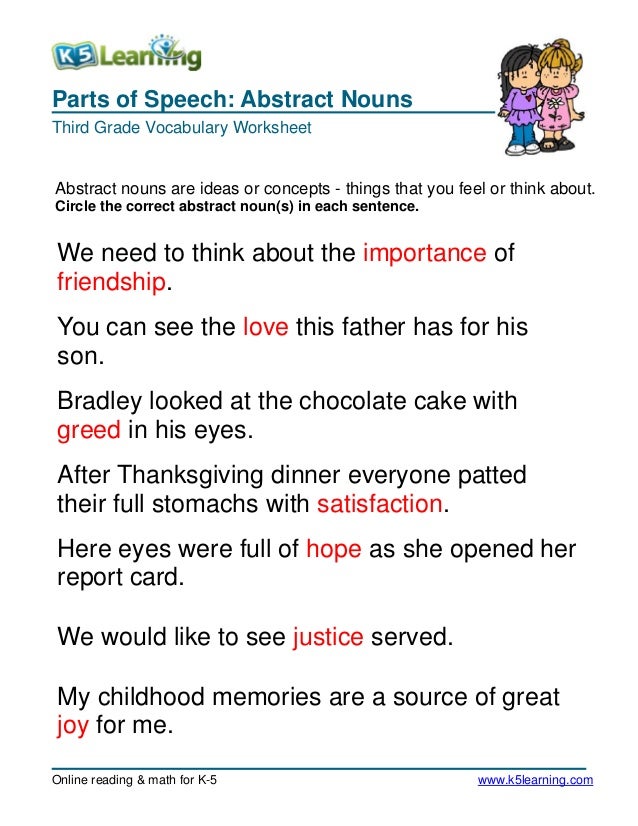 3rd grade circle abstract noun 1
