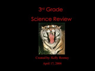 3 rd  Grade  Science Review Created by: Kelly Rooney April 17, 2004 