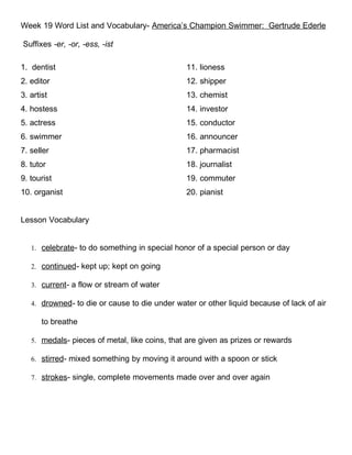 3rd Grade- Unit 4 Word Lists and Vocabulary