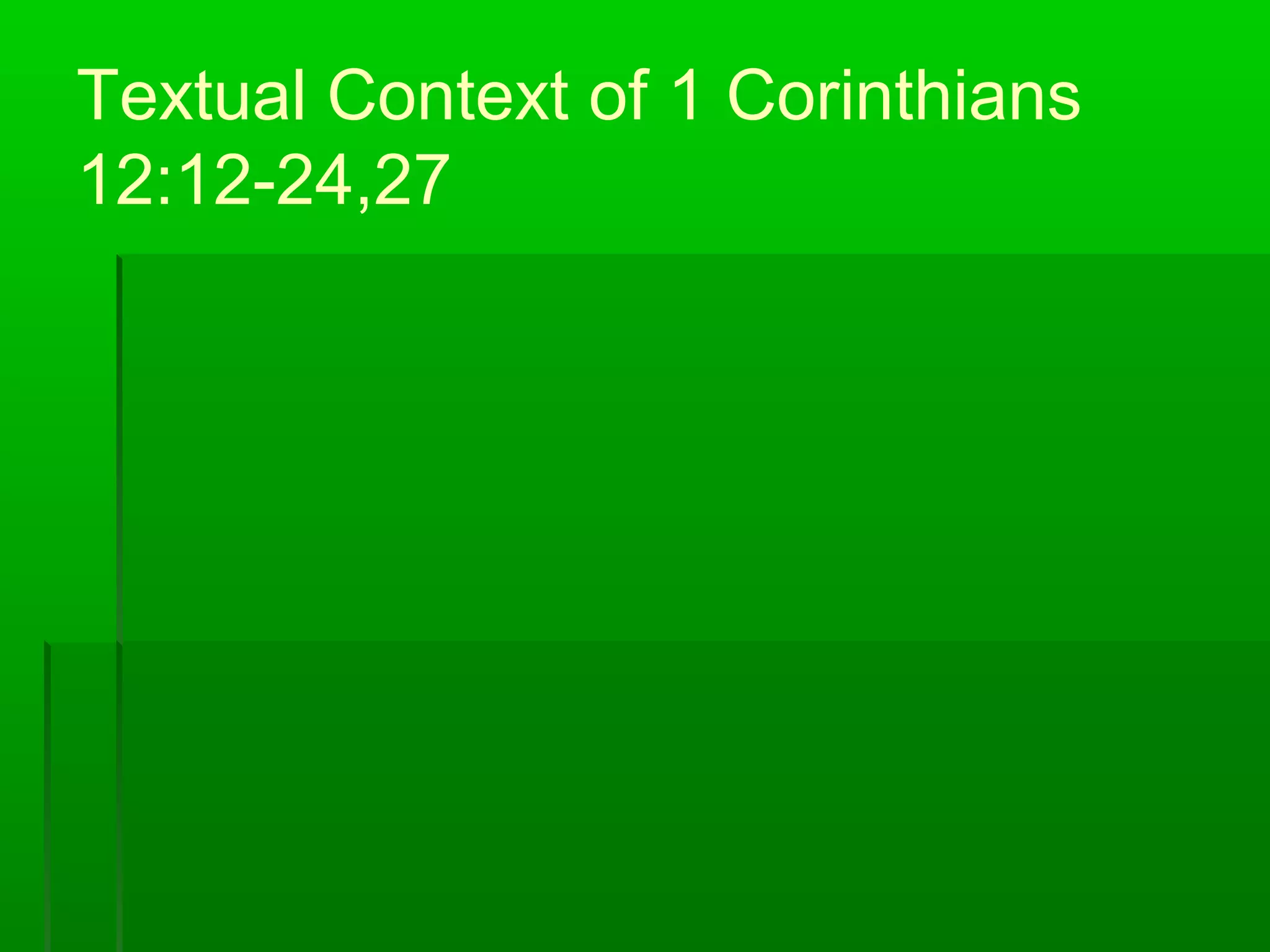 Textual Context of 1 Corinthians
12:12-24,27
 
