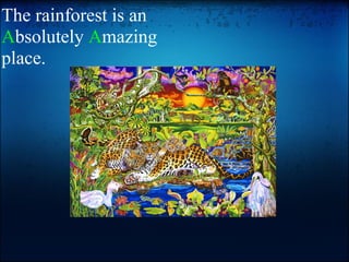The rainforest is an  A bsolutely  A mazing place.     