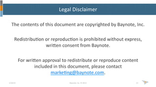 Legal	
  Disclaimer	
  
The	
  contents	
  of	
  this	
  document	
  are	
  copyrighted	
  by	
  Baynote,	
  Inc.	
  	
  	...