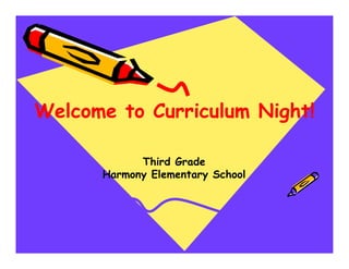 Welcome to Curriculum Night!

            Third Grade
      Harmony Elementary School
 