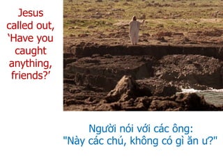 Jesus
called out,
‘Have you
caught
anything,
friends?’
Người nói với các ông:
"Này các chú, không có gì ăn ư?"
 