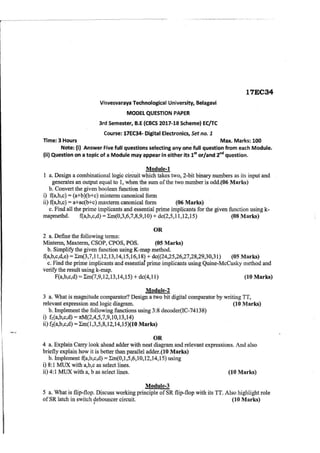 3rd semester EC VTU CBCS 2017 Scheme Model question papers