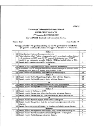 3rd semester EC VTU CBCS 2017 Scheme Model question papers