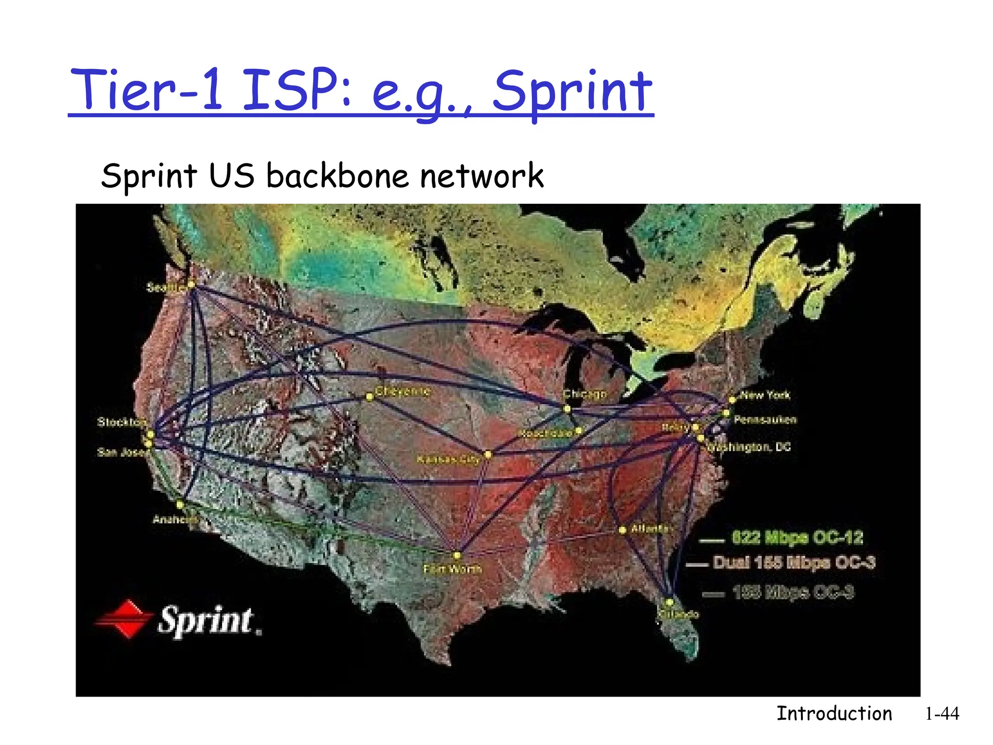 Introduction 1-44
Tier-1 ISP: e.g., Sprint
Sprint US backbone network
 