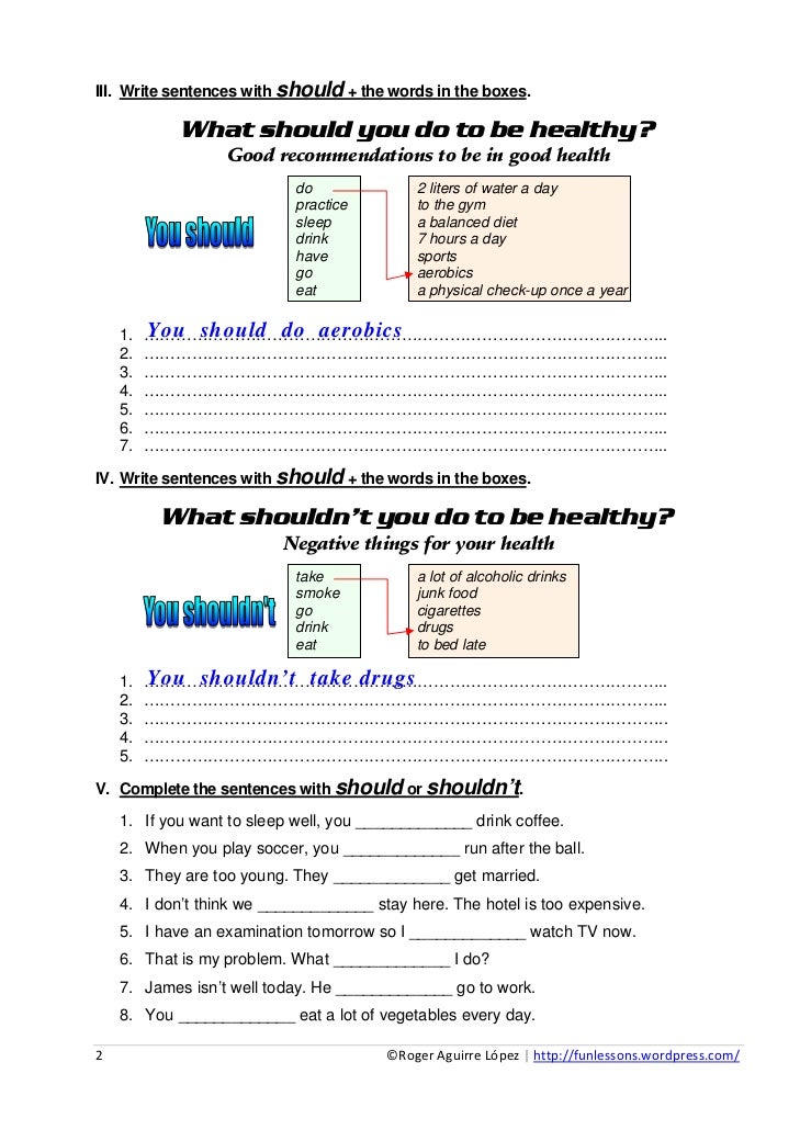 Worksheet 04 Should Shouldn T