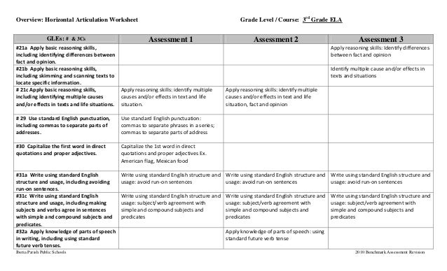 3rd grade ela horizontal benchmark assessment