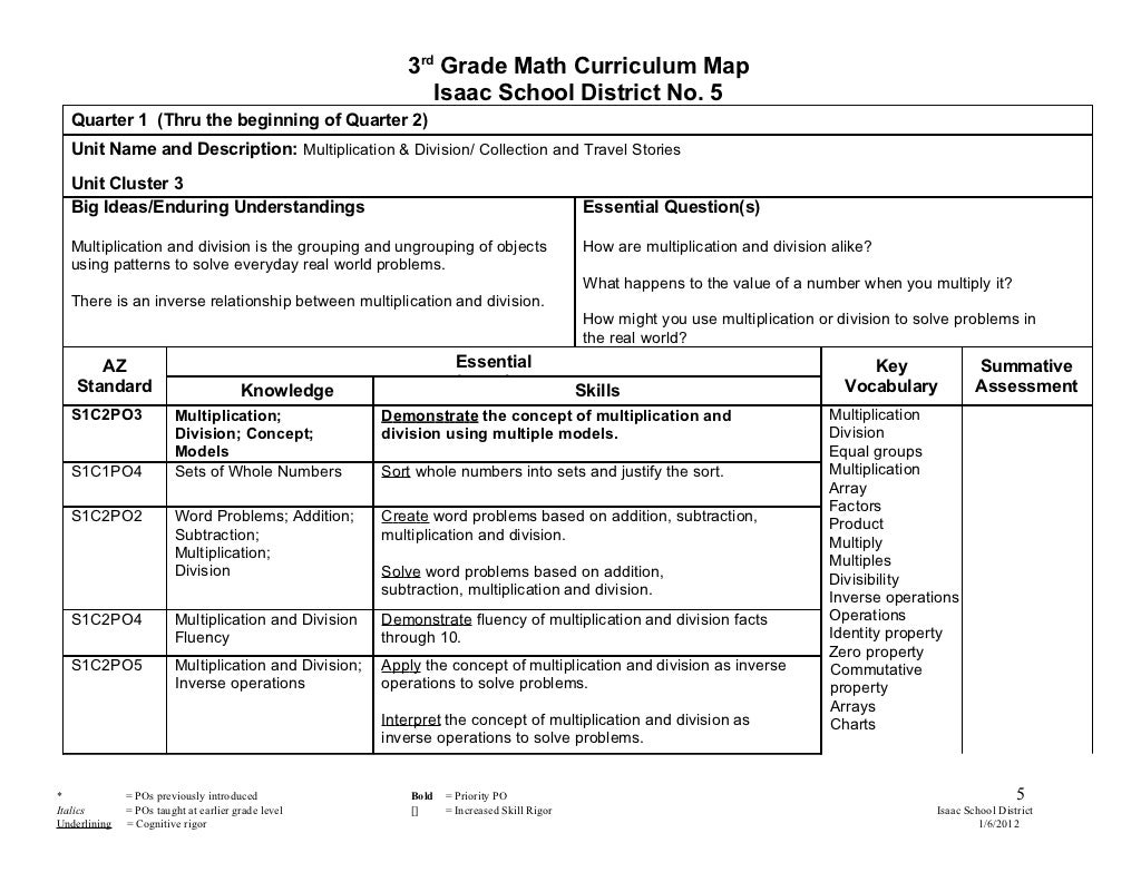 3rd grade math curriculum map 2011 20121
