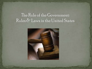 The Role of the Government:
Rules & Laws in the United States
 