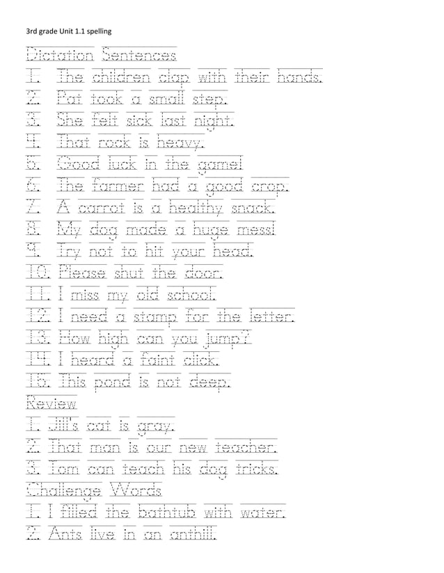 3rd Grade Unit 1 1 Dictation PDF 3rd-grade-unit-1-1-dictation-pdf