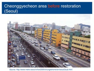 Cheonggyecheon area  before  restoration (Seoul) Source: http://www.metro.seoul.kr/kor2000/chungaehome/en/seoul/2sub.htm/ Cheonggyecheon area  before  restoration (Seoul) 