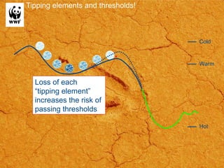 Tipping elements and thresholds! Cold Warm Hot Loss of each “tipping element” increases the risk of passing thresholds 