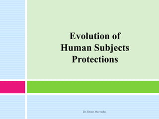 Dr. Eman Mortada
Evolution of
Human Subjects
Protections
 