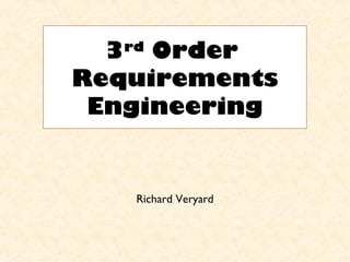 3rd
Order
Requirements
Engineering
Richard Veryard
 