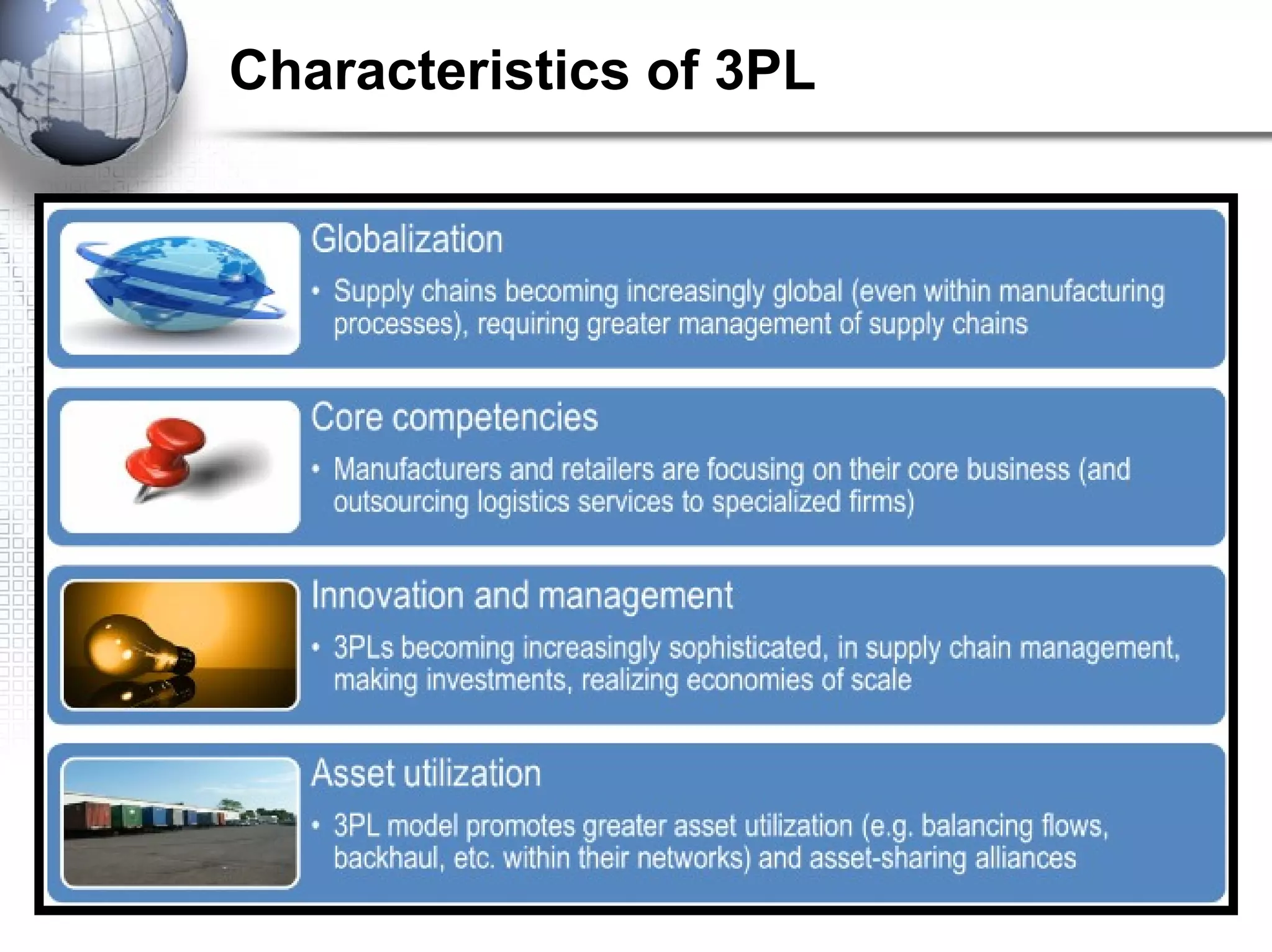 Characteristics of 3PL
 