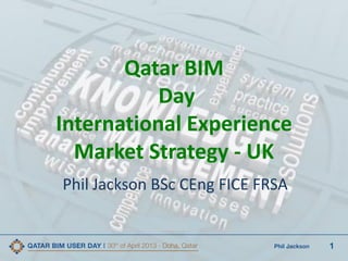 1Phil Jackson
Qatar BIM
Day
International Experience
Market Strategy - UK
Phil Jackson BSc CEng FICE FRSA
 