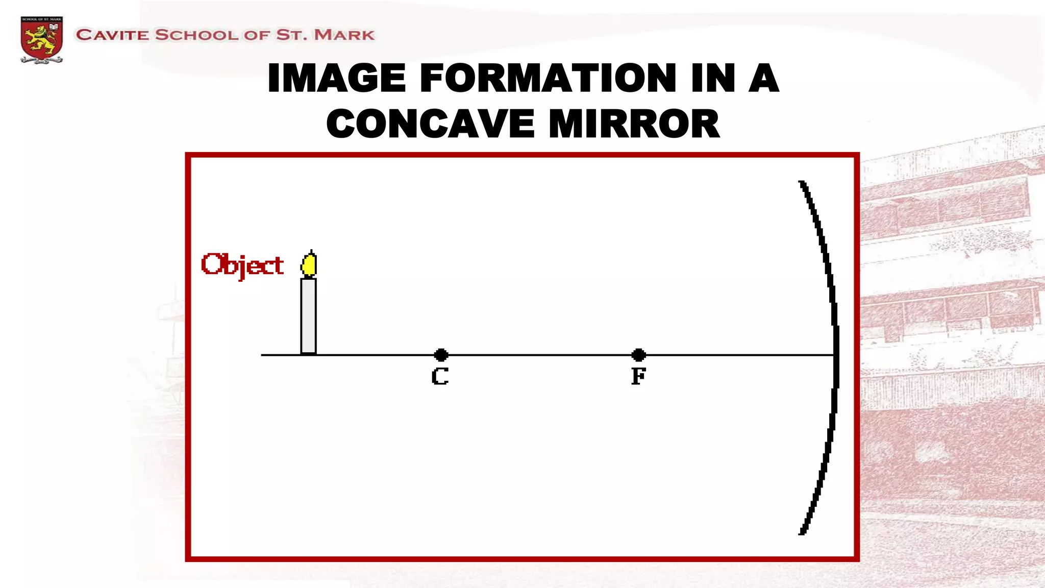 IMAGE FORMATION IN A
CONCAVE MIRROR