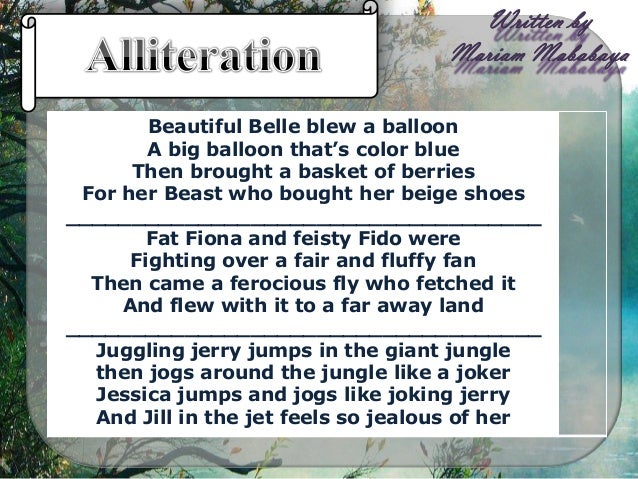 Why is alliteration used in a poem?