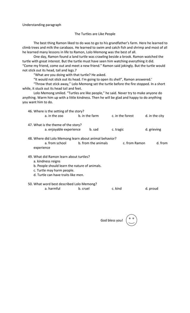 3rd quarter test english 5 | DOC