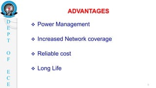 D
E
P
T
O
F
E
C
E
ADVANTAGES
9
 Power Management
 Increased Network coverage
 Reliable cost
 Long Life
 