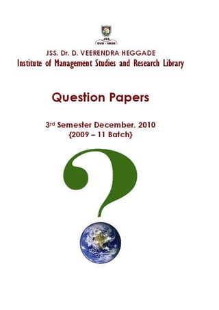 KUD MBA 3rd sem question papers | PDF
