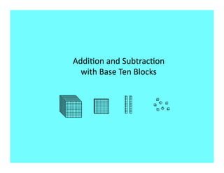 Addi9on and Subtrac9on  
   with Base Ten Blocks 



   "
 