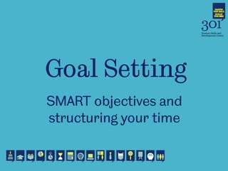 Goal Setting 
SMART objectives and 
structuring your time 
 