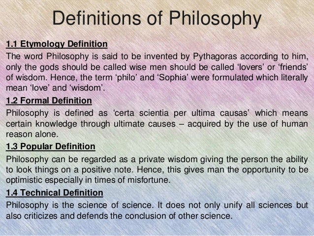 What is the etymological meaning of philosophy?
