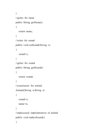 Solved C# Java class Animal { public void sound() {