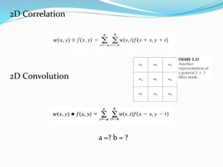 2D Correlation
2D Convolution
a =? b = ?
 