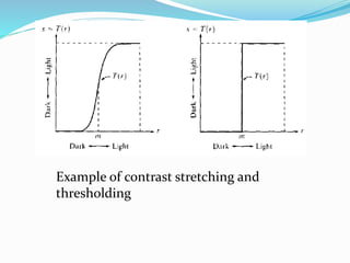 Example of contrast stretching and
thresholding
 