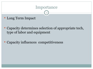 Operation Management Concept of capacity | PPT