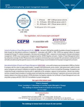 011221-Final-V6
1992 - 2021
For Communication
Symposium Director and Founder of WPMF
Email: wpmf@cepm.com, chairman@i2p2m....
