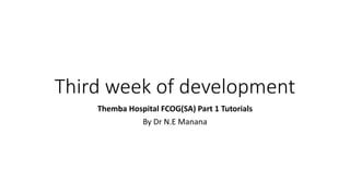 Third week of development
Themba Hospital FCOG(SA) Part 1 Tutorials
By Dr N.E Manana
 