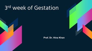 3rd week of Gestation
Prof. Dr. Hina Khan
 