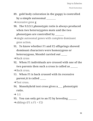 FISHERIES QUESTION BANK (5th sem)