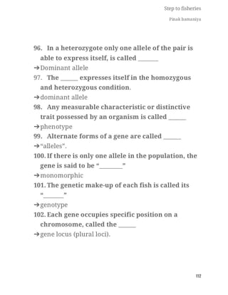 FISHERIES QUESTION BANK (5th sem)