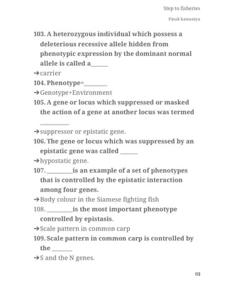 FISHERIES QUESTION BANK (5th sem)