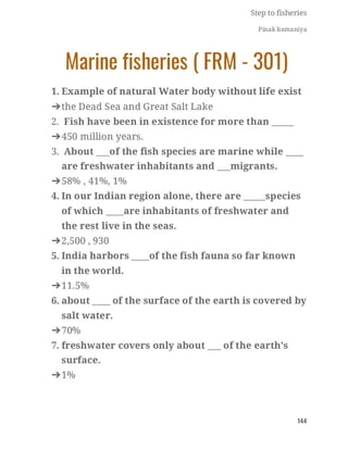 FISHERIES QUESTION BANK (5th sem)