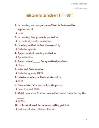 FISHERIES QUESTION BANK (5th sem)