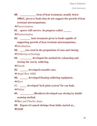 FISHERIES QUESTION BANK (5th sem)