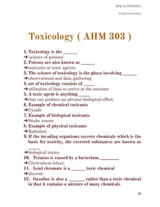 FISHERIES QUESTION BANK (5th sem)