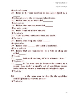 FISHERIES QUESTION BANK (5th sem)