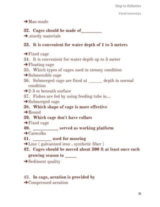 FISHERIES QUESTION BANK (5th sem)