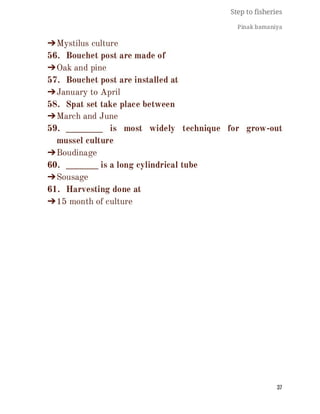 FISHERIES QUESTION BANK (5th sem)